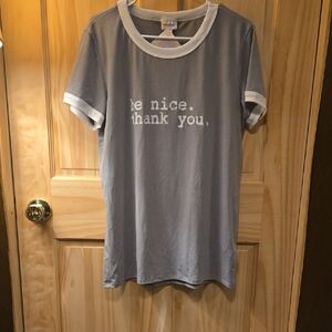 LuLaRoe Gray and White Short Sleeve Tee